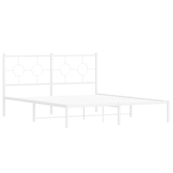 Bettgestell mit Kopfteil Metall Weiß 160x200 cm