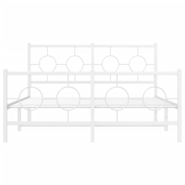 Bettgestell mit Kopf- und Fußteil Metall Weiß 135x190 cm