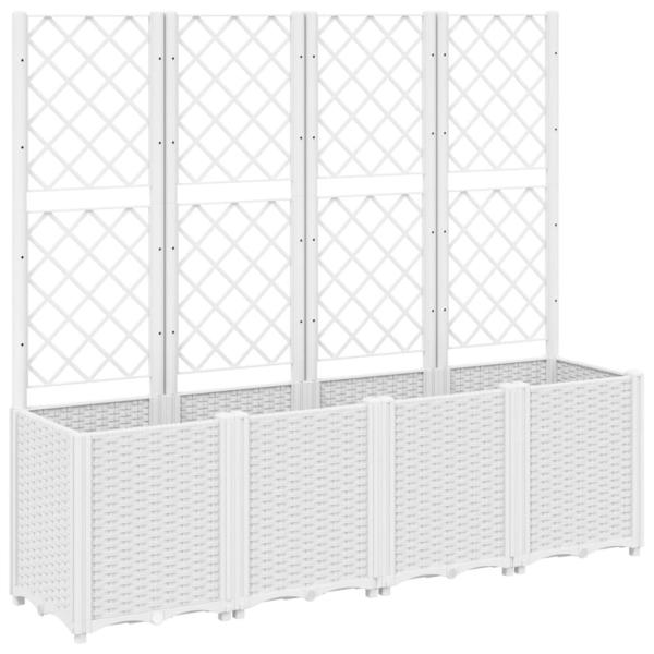 Pflanzkübel mit Rankgitter Weiß 160x40x140 cm PP