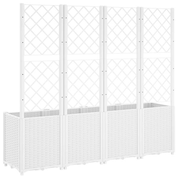 Pflanzkübel mit Rankgitter Weiß 160x40x140 cm PP
