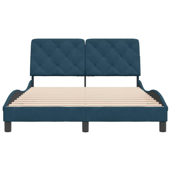 Bettgestell ohne Matratze Blau 120x200 cm Samt