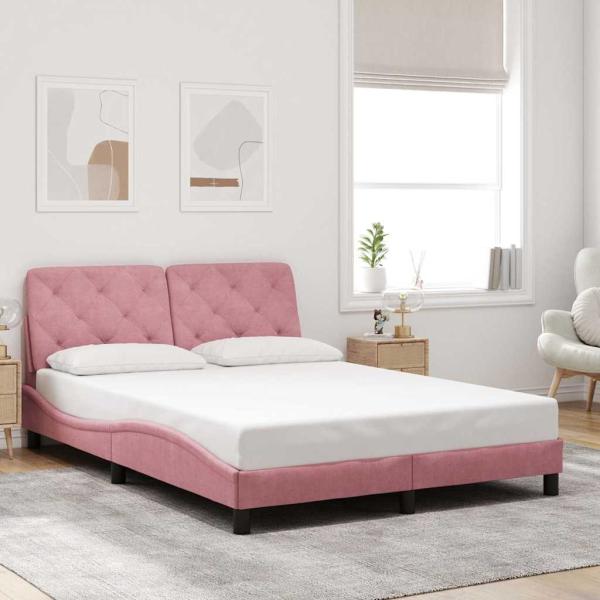 ARDEBO.de - Bettgestell ohne Matratze Rosa 140x190 cm Samt