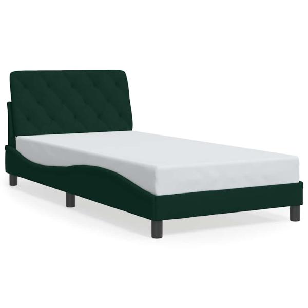 Bettgestell ohne Matratze Dunkelgrün 100x200 cm Samt