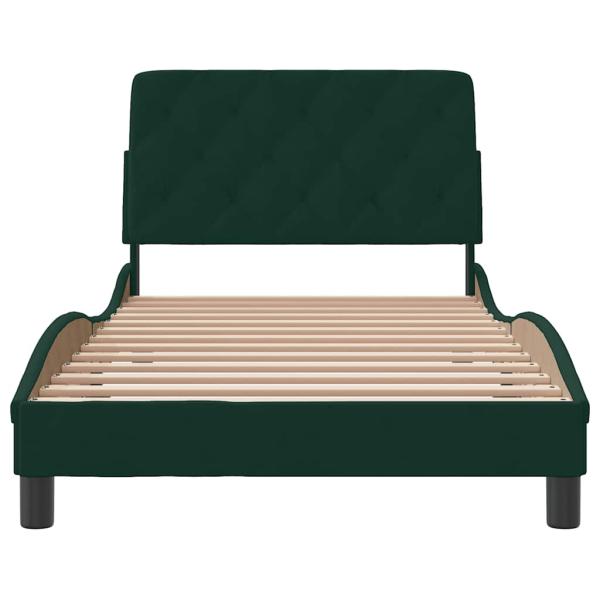 Bettgestell ohne Matratze Dunkelgrün 100x200 cm Samt