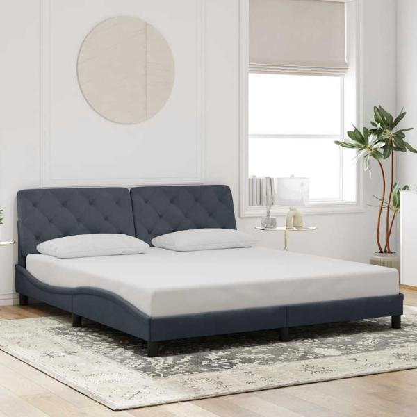ARDEBO.de - Bettgestell ohne Matratze Dunkelgrau 180x200 cm Samt