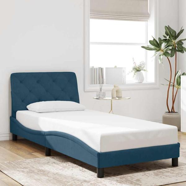 ARDEBO.de - Bettgestell ohne Matratze Blau 90x200 cm Samt