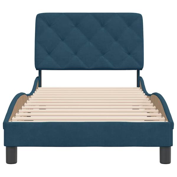 Bettgestell ohne Matratze Blau 90x200 cm Samt