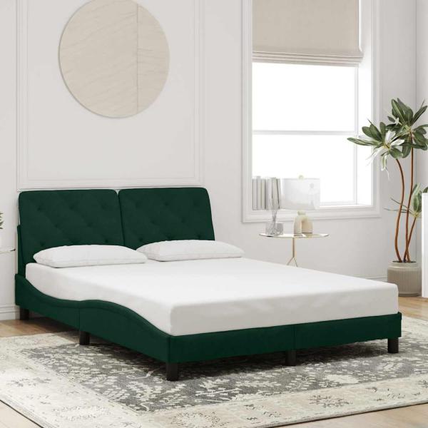 ARDEBO.de - Bettgestell ohne Matratze Dunkelgrün 140x190 cm Samt