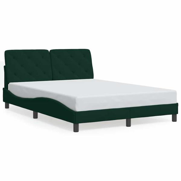 Bettgestell ohne Matratze Dunkelgrün 140x190 cm Samt