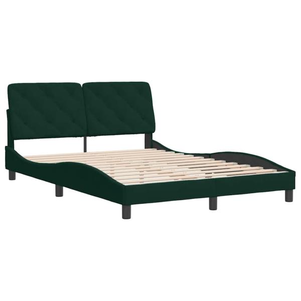 Bettgestell ohne Matratze Dunkelgrün 140x190 cm Samt
