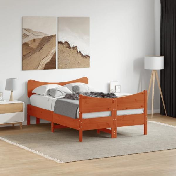 ARDEBO.de - Massivholzbett ohne Matratze Wachsbraun 120x200 cm Kiefernholz