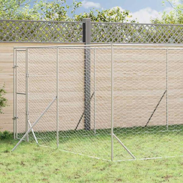 ARDEBO.de - Outdoor-Hundezwinger Silbern 4x16x2 m Verzinkter Stahl