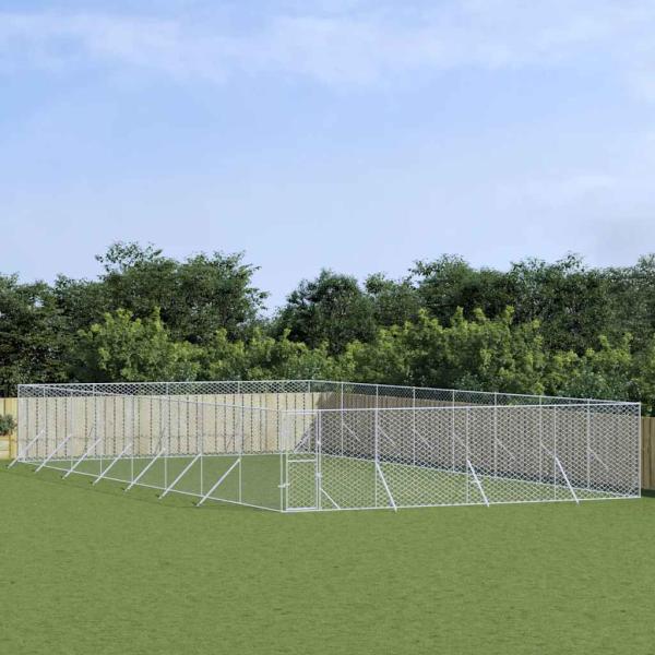 ARDEBO.de - Outdoor-Hundezwinger Silbern 8x16x2 m Verzinkter Stahl