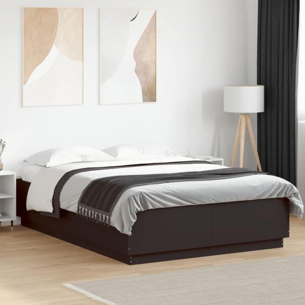 ARDEBO.de - Bettgestell Schwarz 150x200 cm Holzwerkstoff