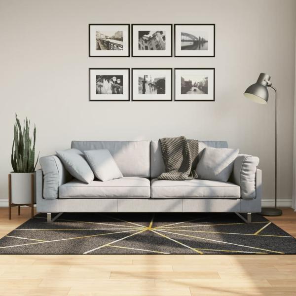 ARDEBO.de - Teppich Waschbar Schwarz und Golden 120x180 cm