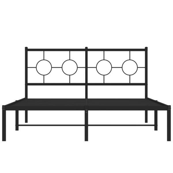 Bettgestell mit Kopfteil Metall Schwarz 140x200 cm