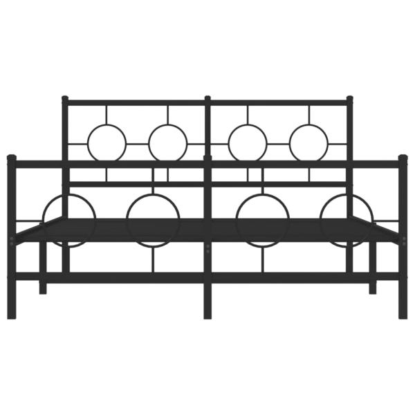 Bettgestell mit Kopf- und Fußteil Metall Schwarz 140x190 cm