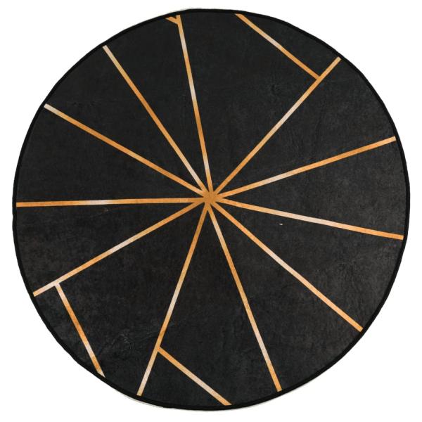 Teppich Waschbar Schwarz und Golden Ø 120 cm