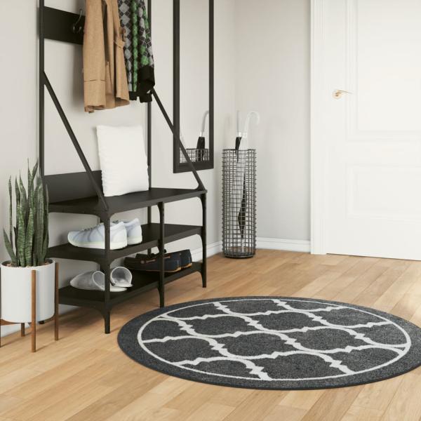 ARDEBO.de - Teppich Waschbar Schwarz und Weiß Ø 120 cm