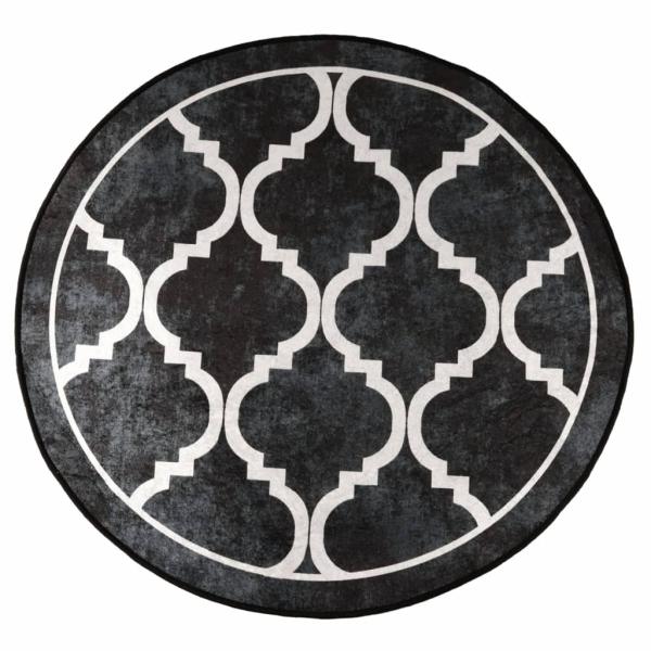 Teppich Waschbar Schwarz und Weiß Ø 120 cm