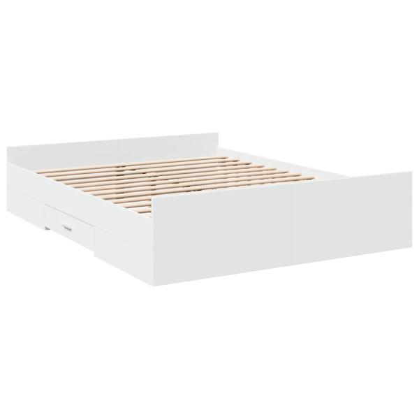 Bettgestell mit Schubladen Weiß 140x200 cm Holzwerkstoff