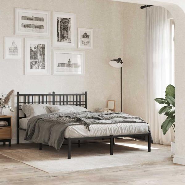 ARDEBO.de - Bettgestell mit Kopfteil Metall Schwarz 120x200 cm