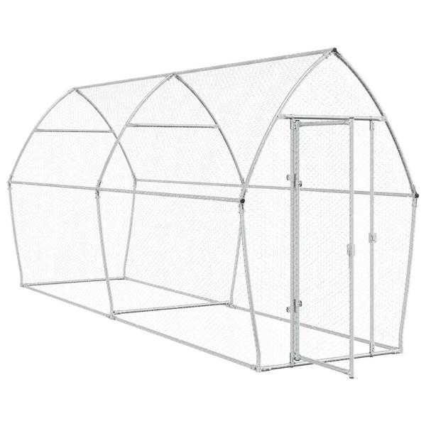 Hühnerkäfig Silbern 400x105x182 cm Verzinkter Stahl