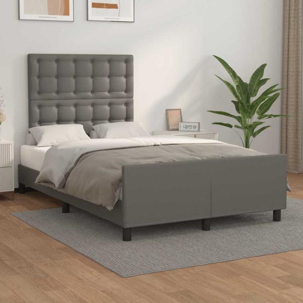 ARDEBO.de - Bettgestell ohne Matratze Grau 120x190 cm Kunstleder