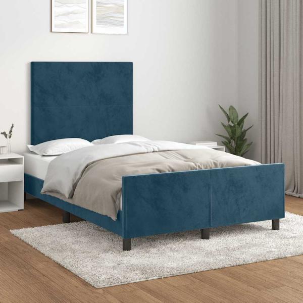 ARDEBO.de - Bettgestell ohne Matratze Dunkelblau 120x190 cm Samt