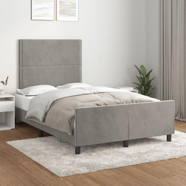 ARDEBO.de - Bettgestell ohne Matratze Hellgrau 120x190 cm Samt
