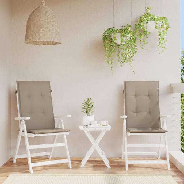 ARDEBO.de - Gartenstuhlauflagen für Hochlehner 2Stk. Taupe 120x50x3cm Stoff