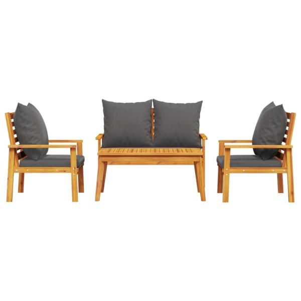 4-tlg. Garten-Lounge-Set mit Kissen Massivholz Akazie