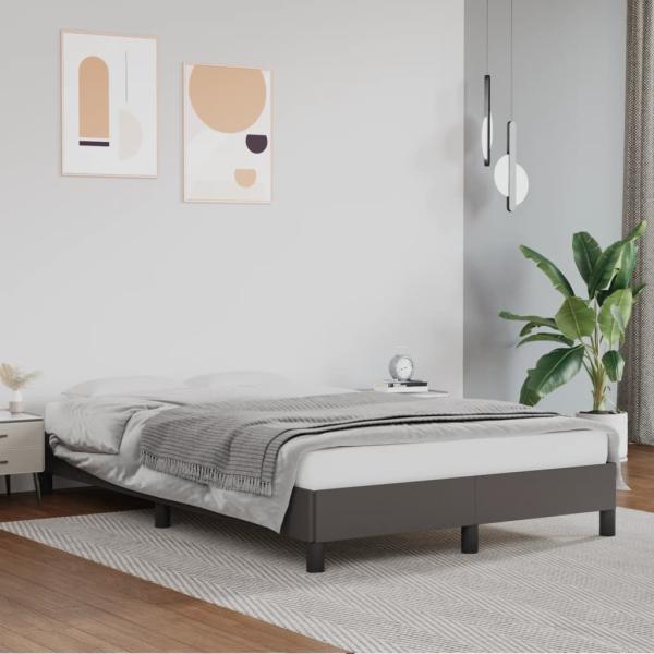 ARDEBO.de - Bettgestell ohne Matratze Grau 120x190 cm Kunstleder