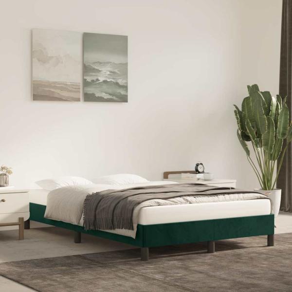 ARDEBO.de - Bettgestell ohne Matratze Dunkelgrün 120x190 cm Samt