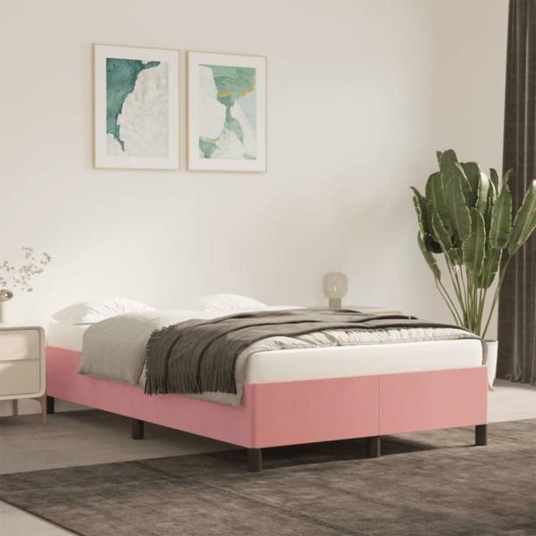 ARDEBO.de - Bettgestell ohne Matratze Rosa 120x190 cm Samt