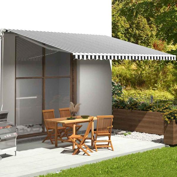 ARDEBO.de - Ersatzstoff für Markise Anthrazit und Weiß 500x350 cm Polyester