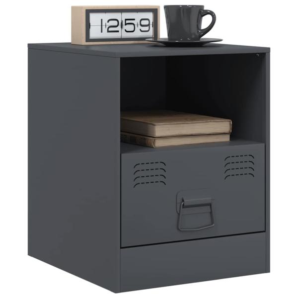 Nachttische 2 Stk. Anthrazit 34,5x39x44 cm Stahl