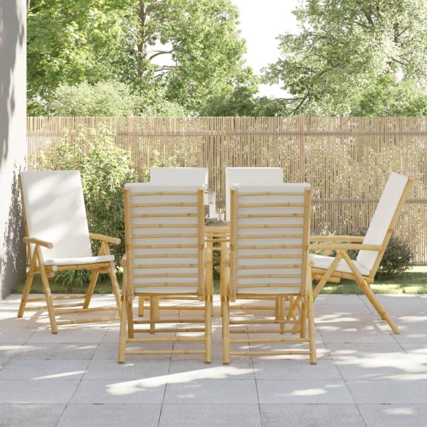 ARDEBO.de - Gartenstühle 6 Stk. Verstellbar Klappbar mit Kissen Bambus
