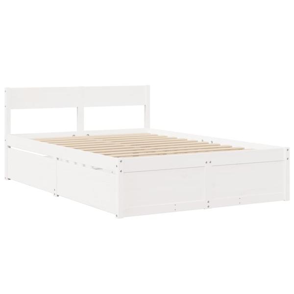 Massivholzbett ohne Matratze Weiß 135x190 cm Kiefernholz