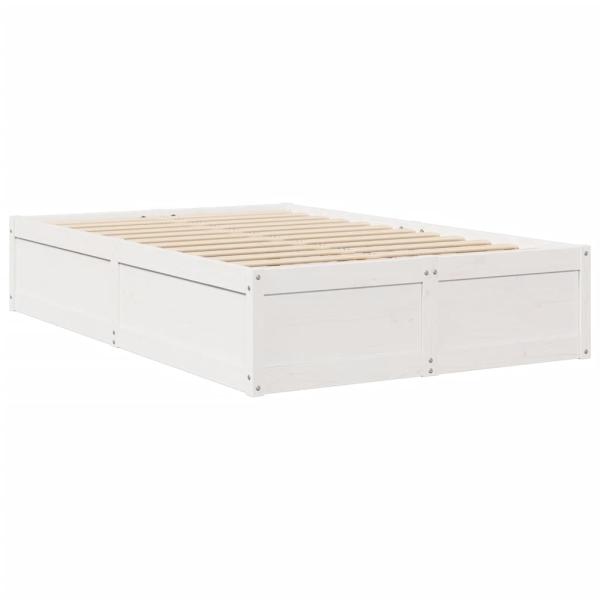 Massivholzbett ohne Matratze Weiß 135x190 cm Kiefernholz