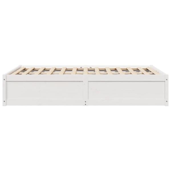 Massivholzbett ohne Matratze Weiß 135x190 cm Kiefernholz