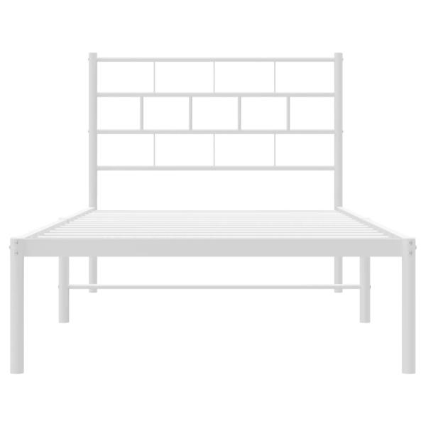 Metallbett ohne Matratze mit Kopfteil Weiß 75x190 cm