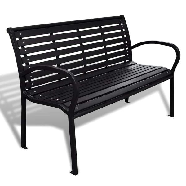 ARDEBO.de - Gartenbank 125 cm Stahl und WPC Schwarz