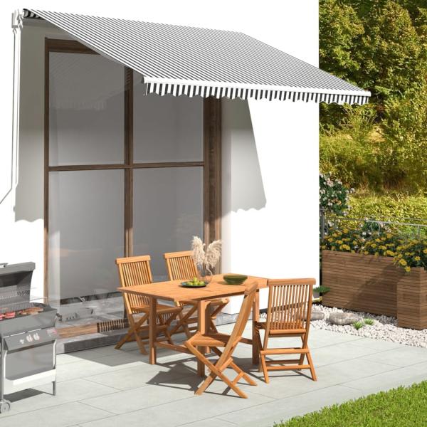 ARDEBO.de - Ersatzstoff für Markise Anthrazit und Weiß 350x250 cm Polyester