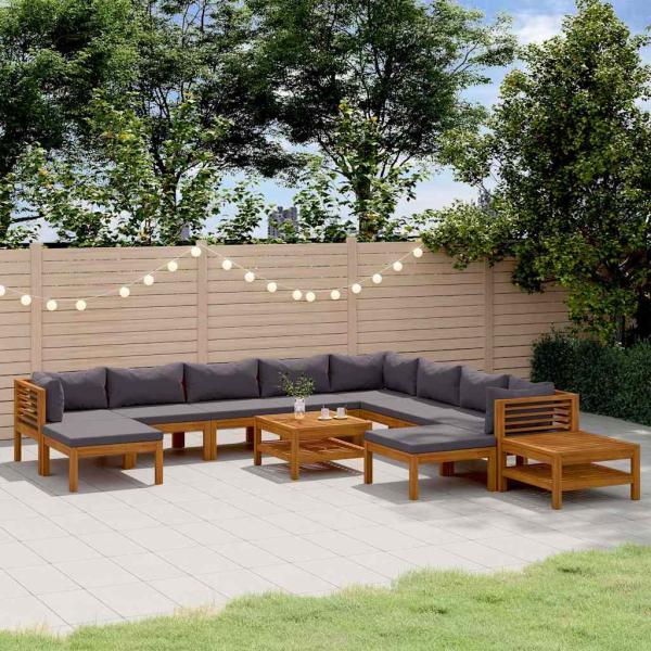 ARDEBO.de - 12-tlg. Garten-Lounge-Set mit Auflage Massivholz Akazie