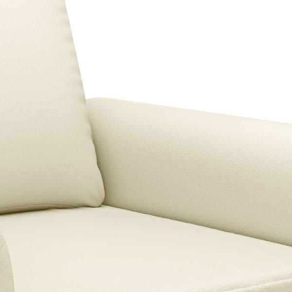 2-tlg. Sofagarnitur mit Kissen Creme Kunstleder