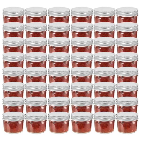 ARDEBO.de - Marmeladengläser mit Silbernen Deckeln 48 Stk. 110 ml