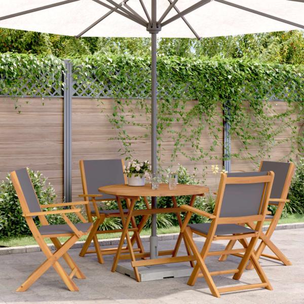 ARDEBO.de - 5-tlg. Garten-Essgruppe Stoff und Massivholz Anthrazit