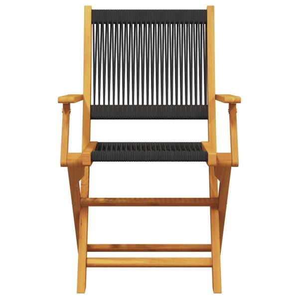 3-tlg. Bistro-Set Schwarz Polypropylen und Massivholz