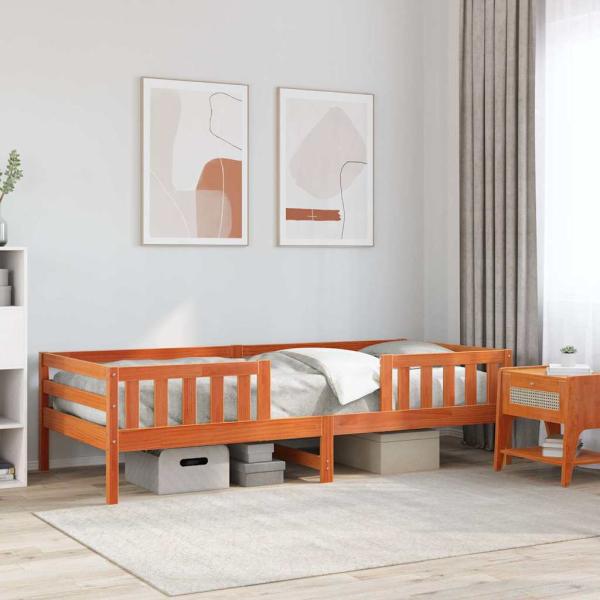 ARDEBO.de - Massivholzbett ohne Matratze Wachsbraun 100x200 Kiefernholz